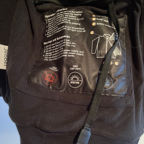 Jebbet Heated Zip Up Hoodie Black Large 